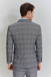 Grey Plaid Wide Peak Lapel 3 Piece Single Breasted Men's Suits